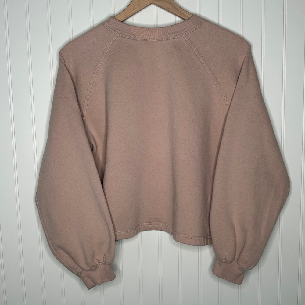 Abercrombie & Fitch Cropped Sweatshirt Balloon Sleeve Pink Small - Picture 2 of 10